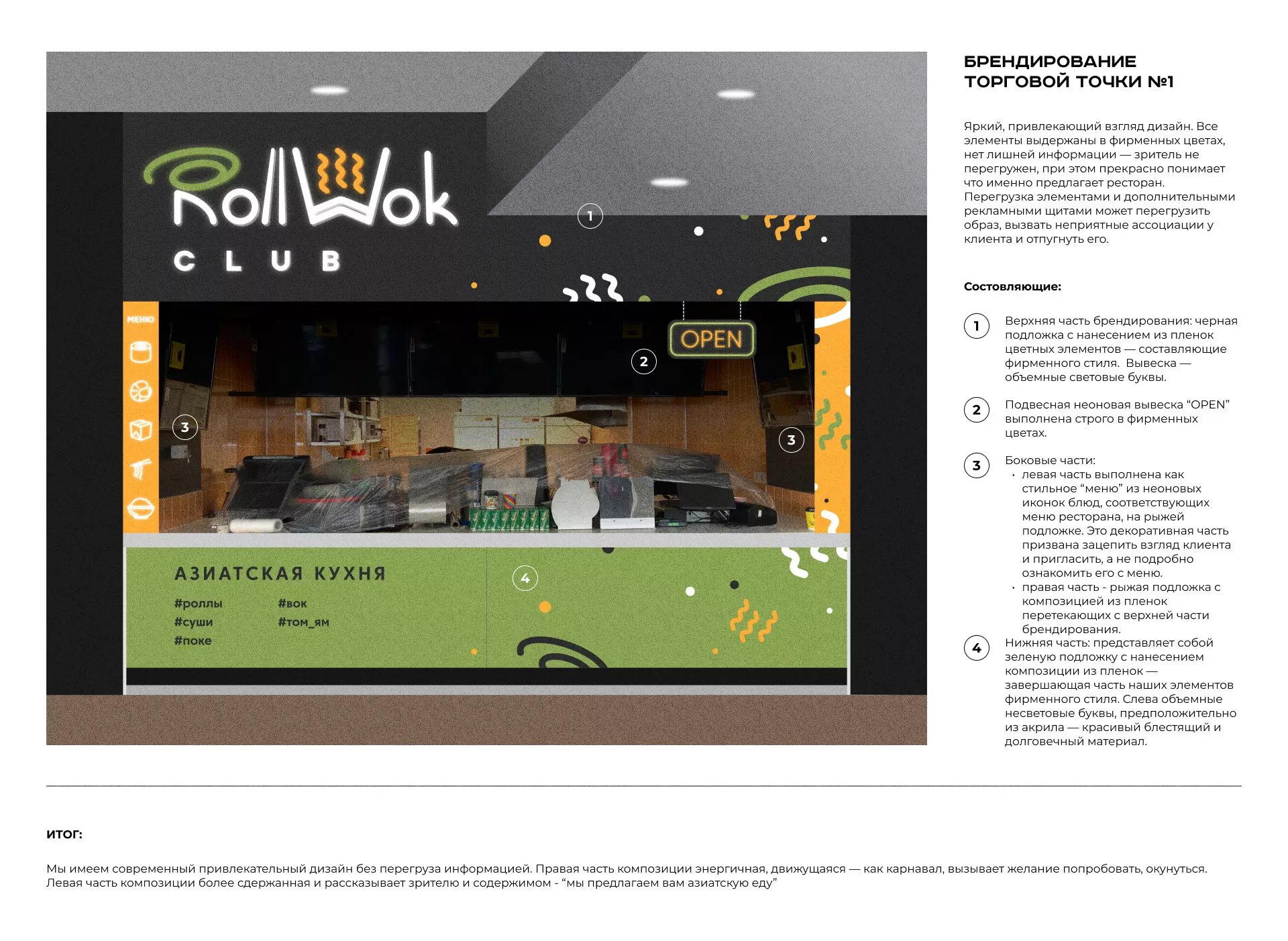 Брендирование торговых точек суши-бара «Roll Wok Club» в Белебее