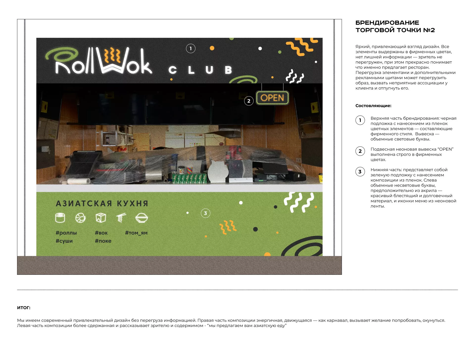 Брендирование торговых точек суши-бара «Roll Wok Club» в Белебее